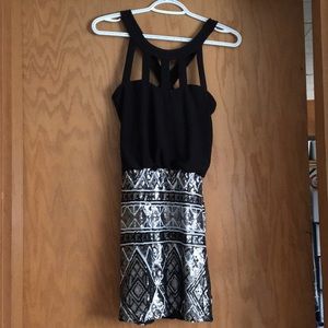 Black and Sequined Party Dress